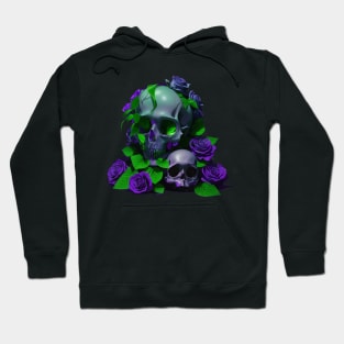 Aesthetic Skulls and Roses | Violet and Green Hoodie